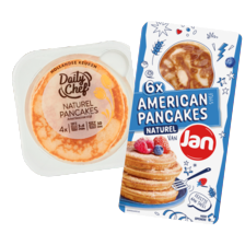 Daily Chef pancakes
pak à 4 stuks
of Jan American pancakes
pak à 6 stuks